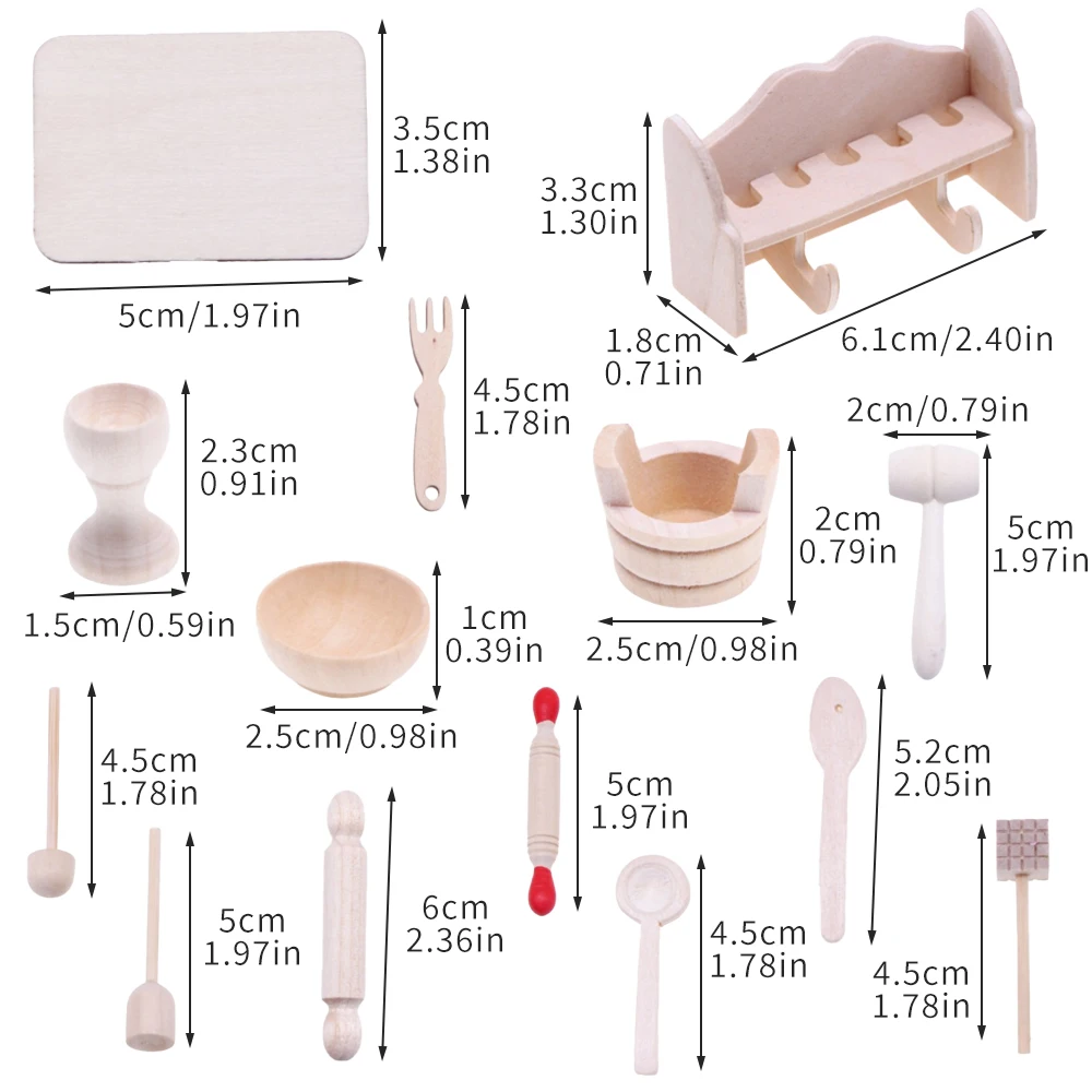 Dollhouse Mini White Embryo Wooden Kitchen Baking Prop OB11 Miniature Food Play Scene Simulation Kitchenware Model Accessories