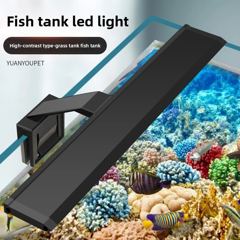 Professional LED Aquarium Light - High Brightness for Planted Tank, Clip-On Lamp with Waterproof Cover, Full Spectrum