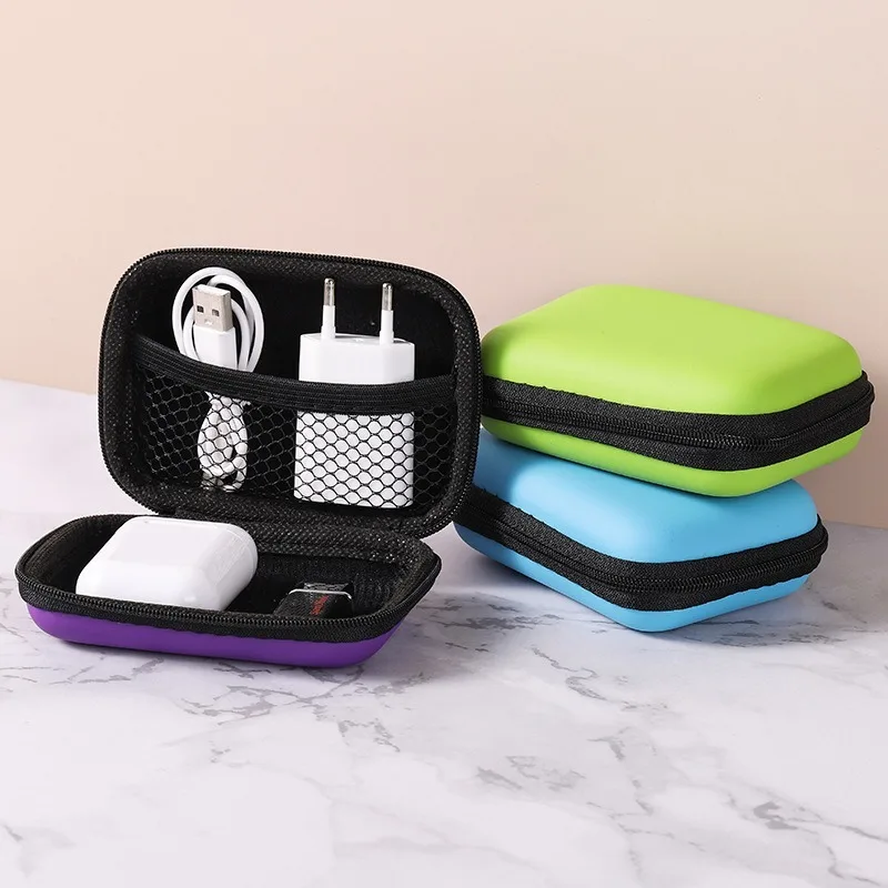 1PC Portable Earphone Bag with Memory Card And USB Data Cable Storage Coin Purse - Earphone Accessories Organizer