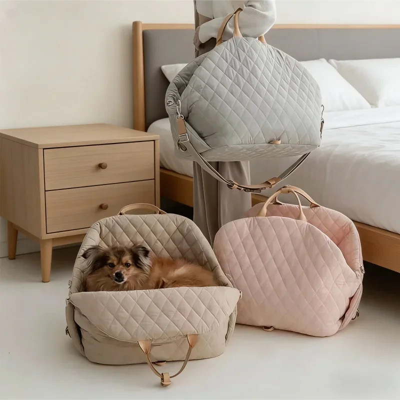 Portable Washable Dog Carrier Handbag Luxury Car Seat Pet Travel Bed Small Dog Cat Puppy Carrier Tote Safety Pet Booster Pet Bag