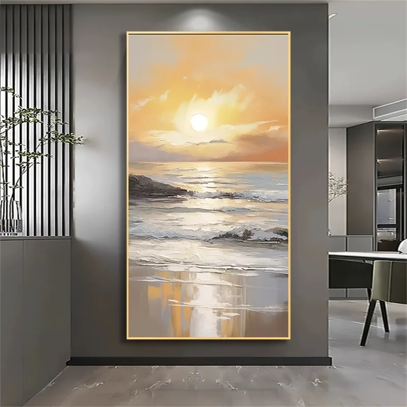 Abstract Ocean Sunset Poster "A Bright Future" Frameless Wall Art for Home and Office Decor Wall Art Vibrant Beach Theme Decor