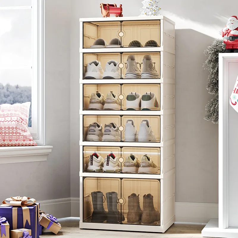 Home dust-proof shoe cabinet, no installation required, foldable transparent folding shoe box, large capacity shoe storage box