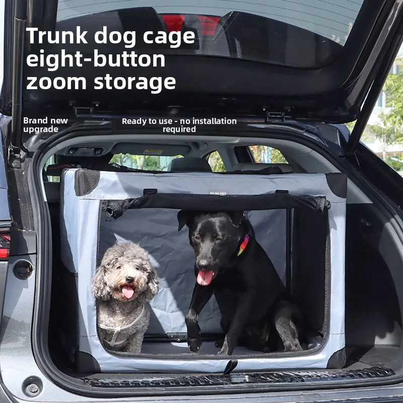 SUV Pet Travel Crate Foldable Backseat Dog Cage for Large/Small Breeds Portable Collapsible Kennel with Ventilation Car Cage