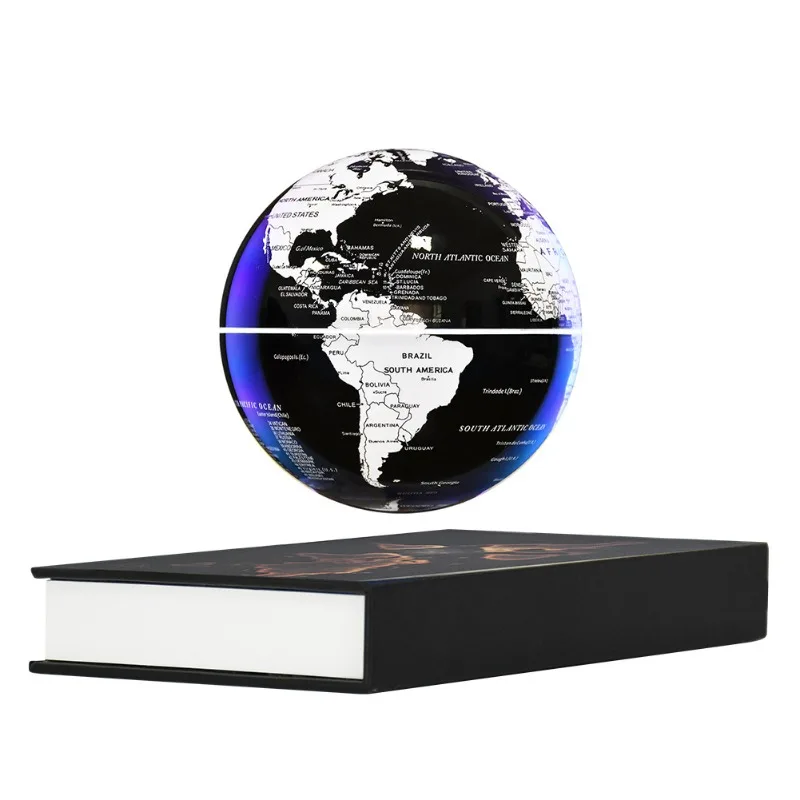 8.5CM Magnetic Floating Globe with LED Lights Rotating Globe World Map with Book Base for Home Office Desk for Men Boy Girl Gift
