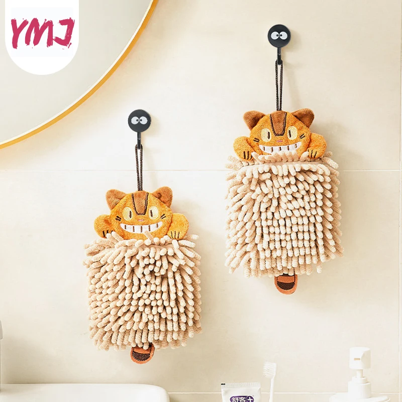Cartoon Soft Chenille Hand Towel Super Absorbent Hanging Wipes Cloth Plush Sponge Microfiber Towels Bathroom Kitchen Accessories