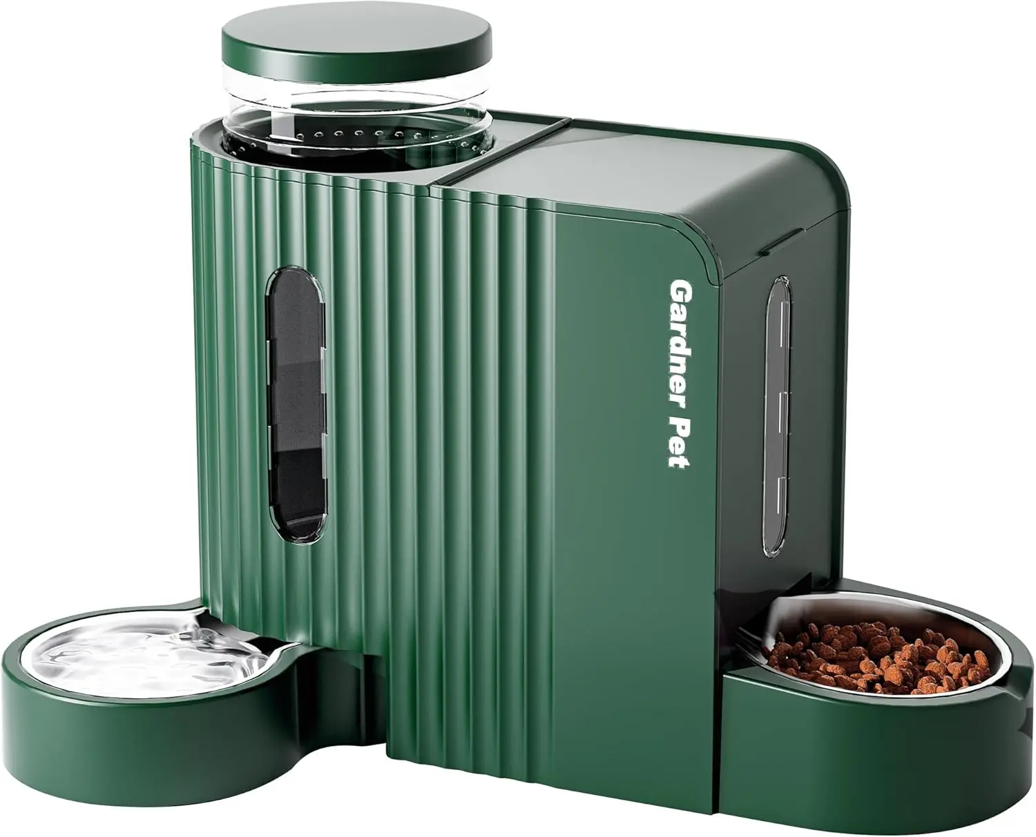 2-in-1 Automatic Gravity Pet Feeder, 0.8 Gal x2, BPA-Free Stainless Steel Bowls, No Power Needed, for Dogs Cats Rabbits (Green)