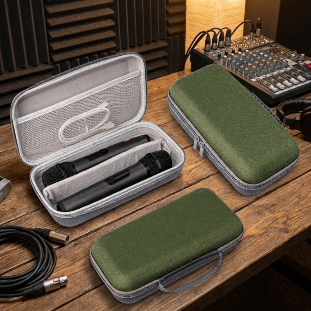 Hard Shell Microphone Storage Bag Water-Resistant Adjustable Microphone Carrying Case Drop Proof Handheld Mic Travel Bag