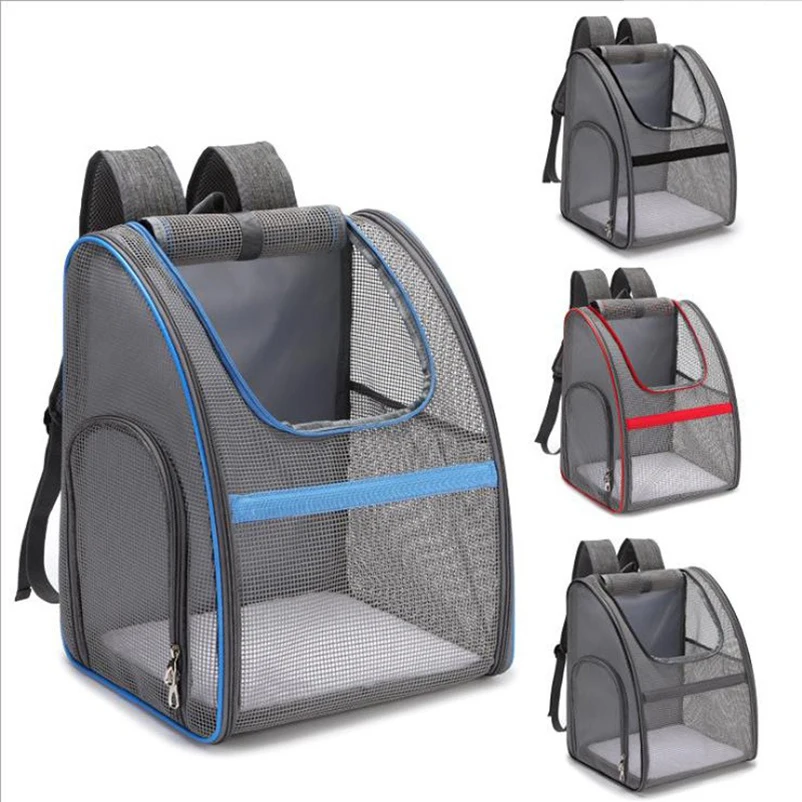 Pet backpack dog cat small dog out wire fully transparent backpack portable foldable backpack breathable pet supplies