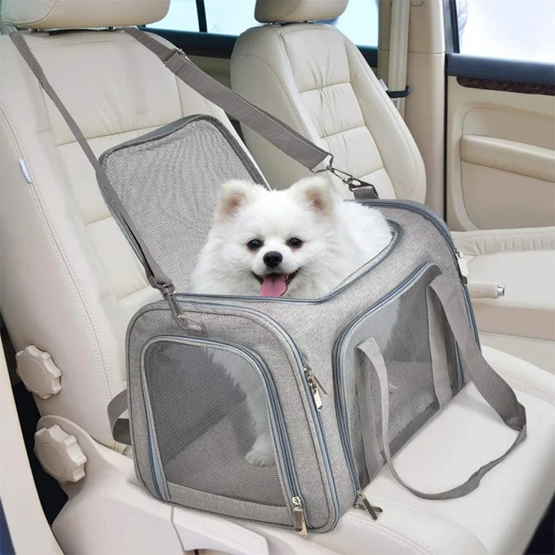 Portable Pet Carrier Backpack Cats Dogs Travel Foldable Backpack Ventilation Lightweight Handheld Car Tote Large Space Puppy Bag