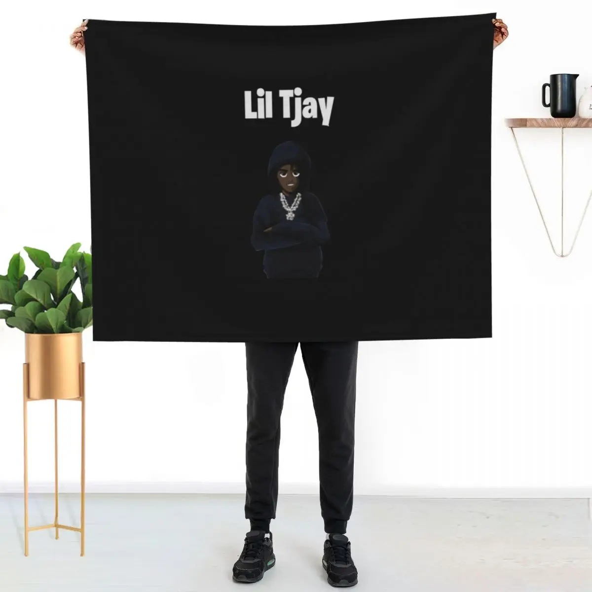 Lil Tjay Cartoon Hoodie Throw Blanket Lightweight Warm Blanket for Travel Camping