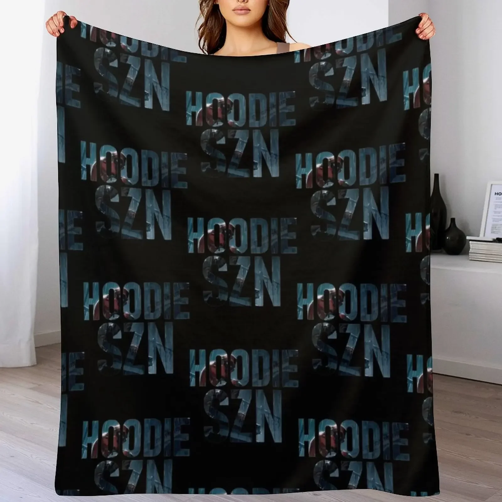 Hoodie SZN Throw Blanket Faux Fur Soft Warm Blanket for Bed