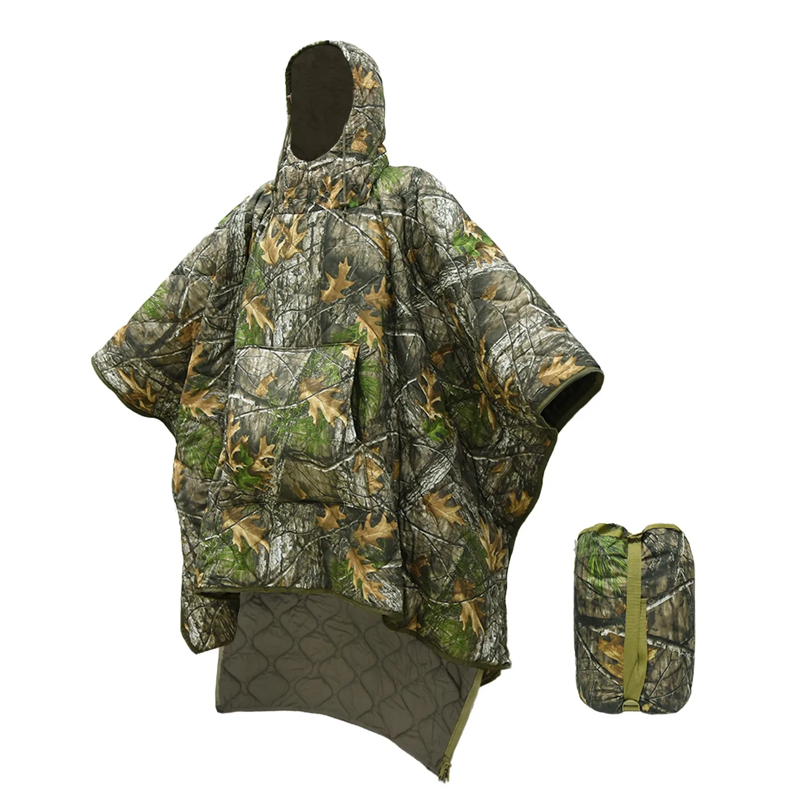 Real Tree Camo Hoodie Blanket with Sleeves Winter Travel Hooded Cover Keep Warm Anti-static Blanket for PC Wearable Blanket