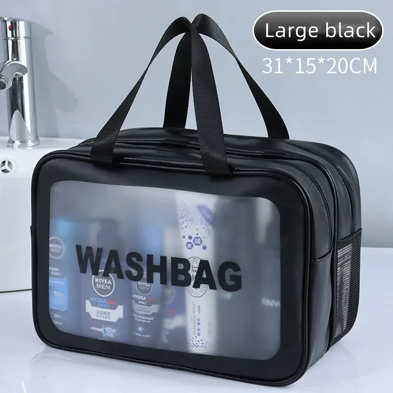 Double Transparent PU Dry-Wet Separation Makeup Bag | Portable Cosmetic Storage Bag for Travel & Fitness