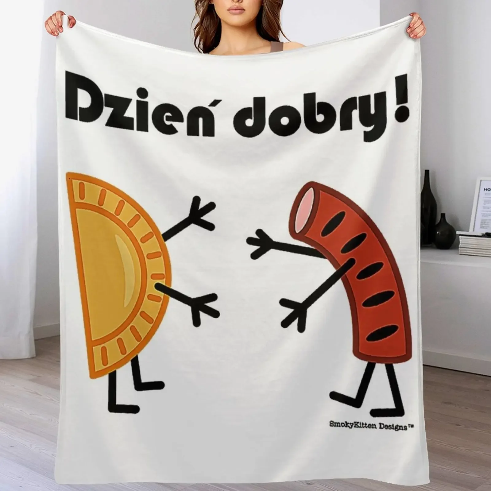 Friendly Polish Foods - Pierogi and Kielbasa - Dzien Dobry T-Shirt Throw Blanket Air Conditioner Soft Blanket for Office Home