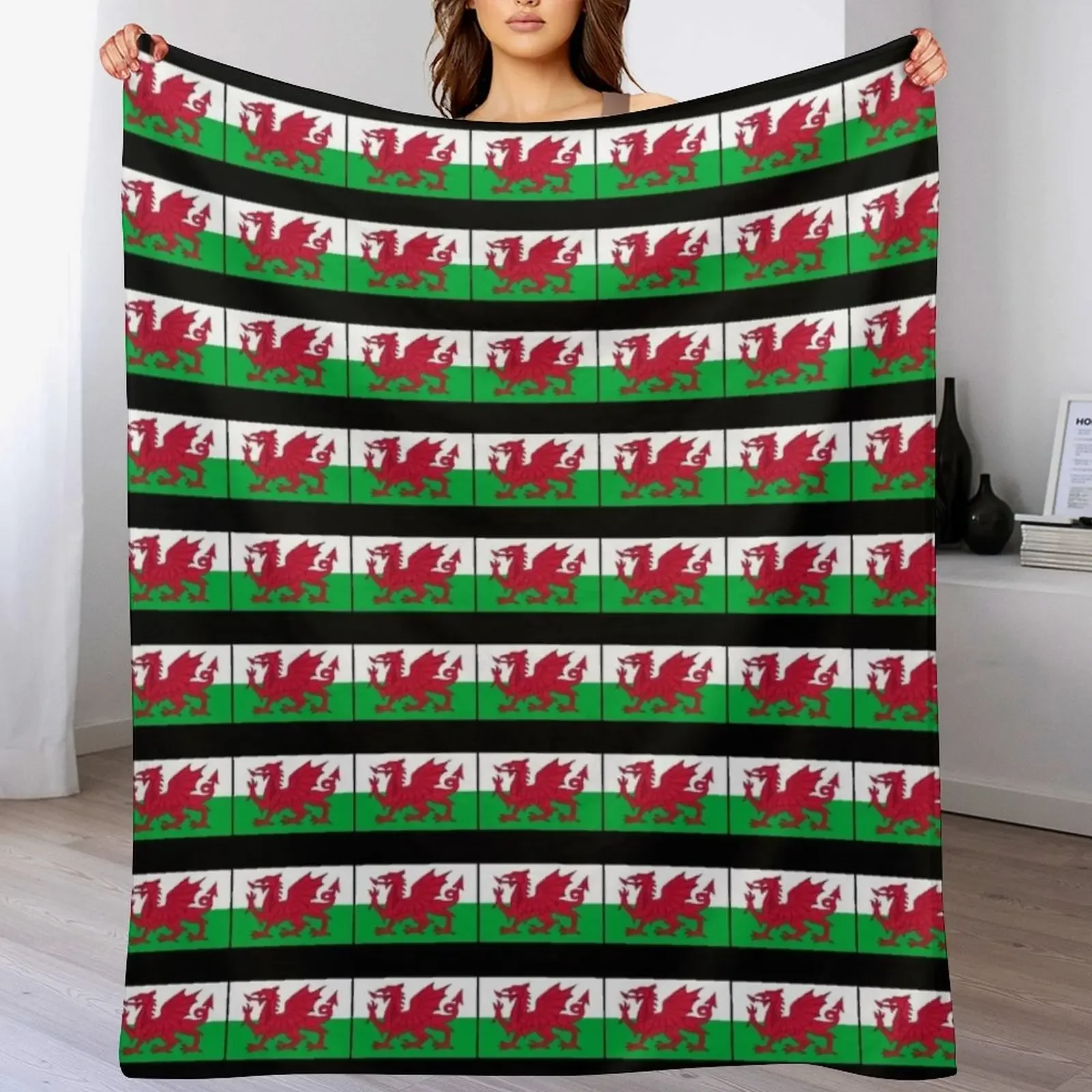 Wales National Flag - Welsh Fan Sticker T-Shirt Bedspread Throw Blanket Air Conditioner Soft Blanket for Office Home