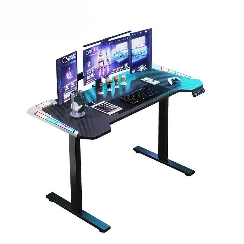 l For Hydraulics Smart PC Gaming Table LED Lights RGB Lighting Chair Durable Carbon Fiber Frame Eureka Ergonomic Desk