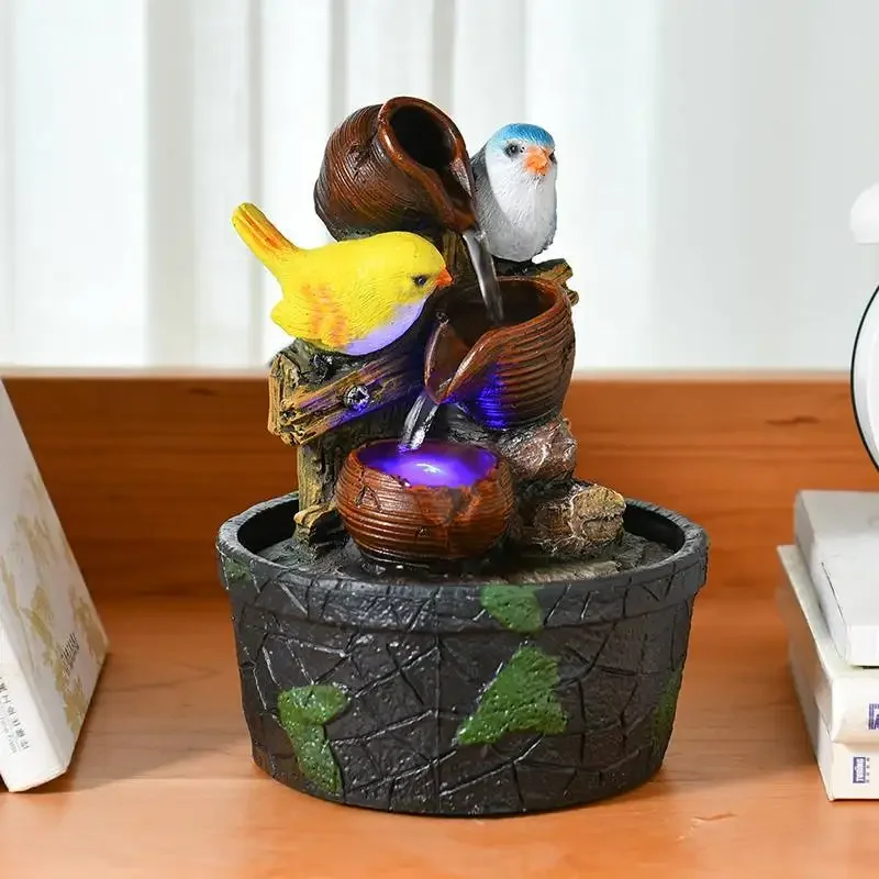 Desktop Electric Water Fountain LED Tabletop Waterfall Decor Home Water Feature with Relaxing Sounds Creative Office Fountain