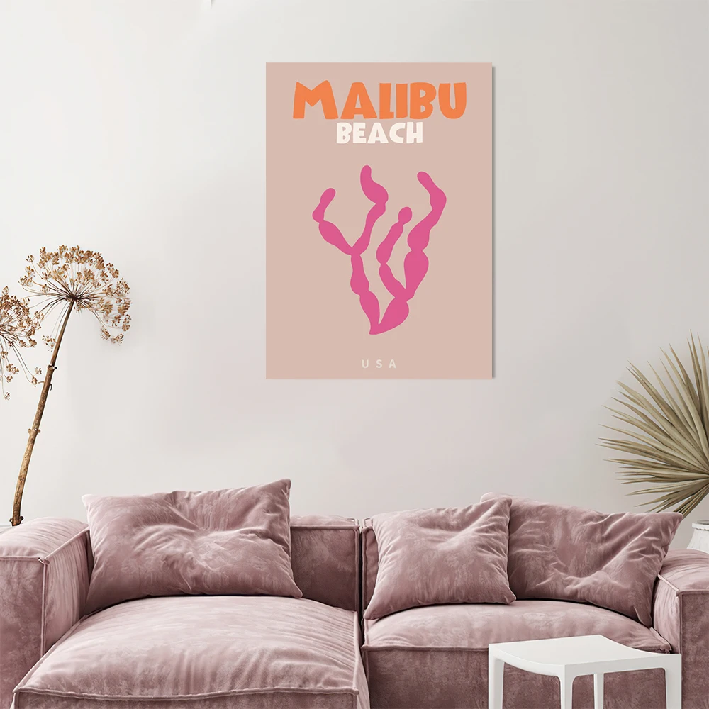 Abstract Miami Palm Posters Canvas Painting Prints Colorful Leaf Lines Wall Art Pictures Home Living Room Office Decoration