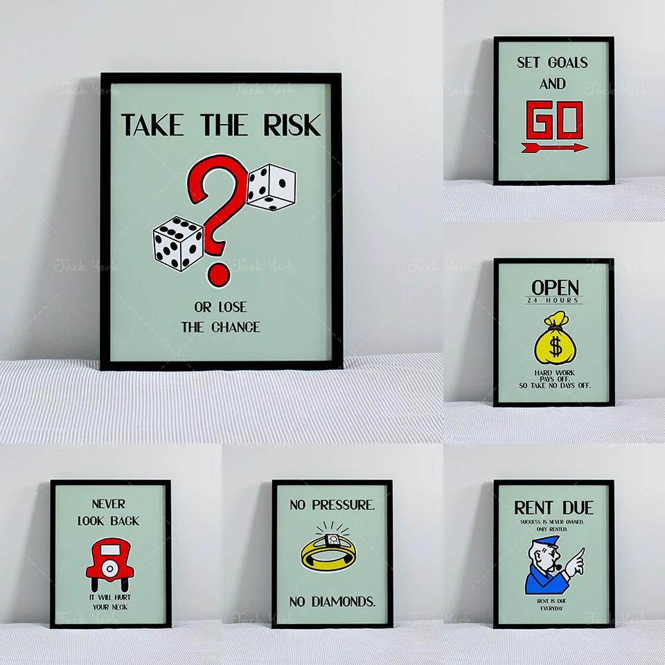 Monopoly Collection Canvas Painting Modern Wall Art for Home Office Decor