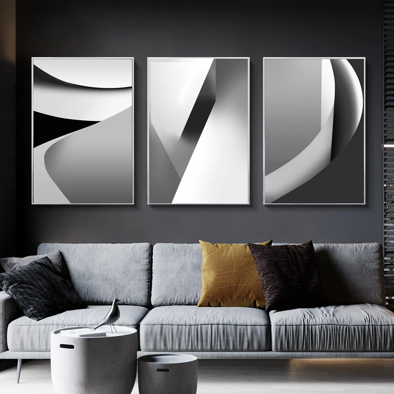 Nordic Canvas Painting Black White Poster Print Living Room Bedroom Office Modern Stereoscopic Picture Wall Art Home Decor