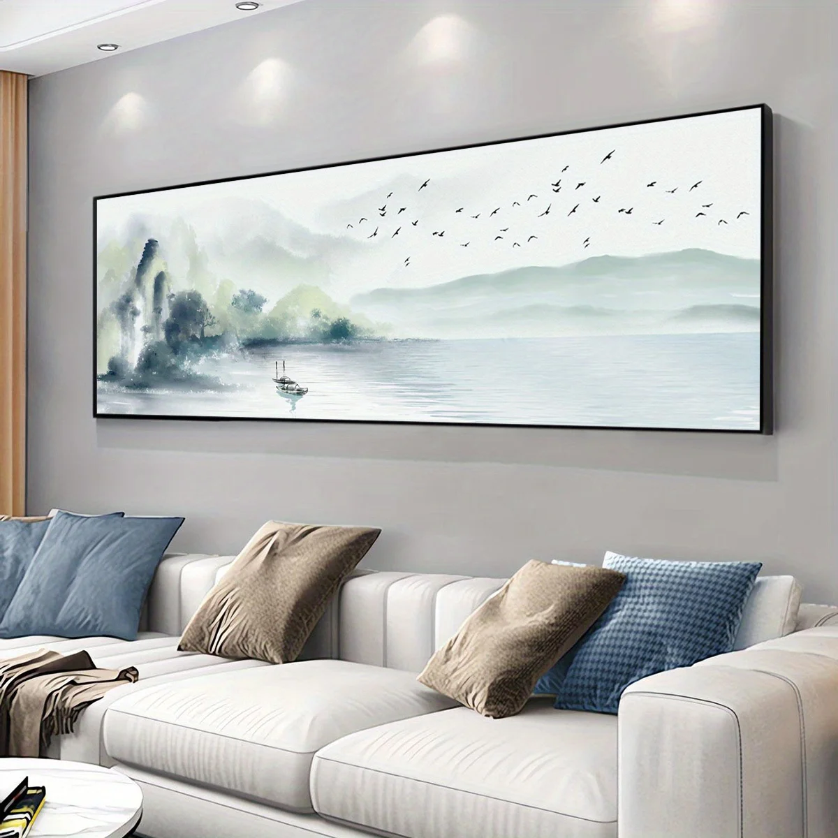 1pc Abstract Landscape Canvas Wall Art, Frameless Modern Ink Canvas Wall Art, Home Decor for Living Room Bedroom Office Bar