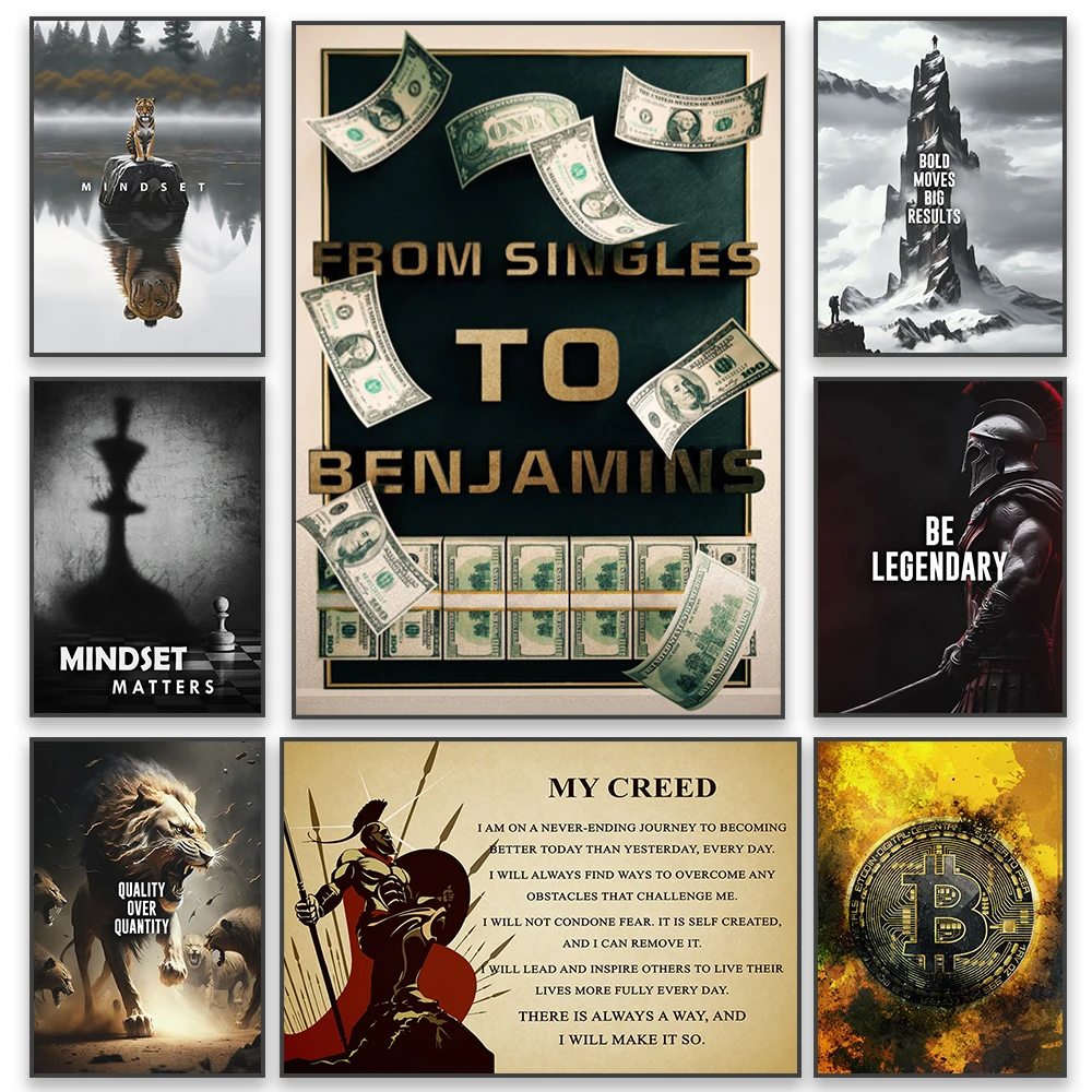 Motivational Quote Office Decor Chess Mindset Art Poster Mindset Quote Canvas Painting Greek King Sign Prints Home Room Decor
