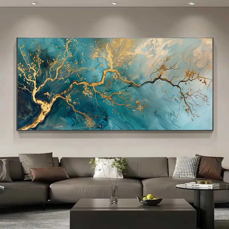 Abstract Branches Wall Art, Frameless Decor for Living Room, Bedroom, Office - Luxury Home Decor Gift, Painting Wall Artwork