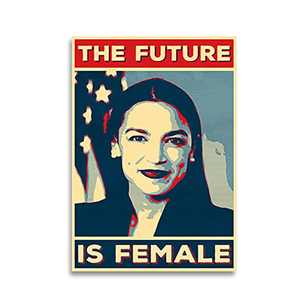 Alexandria Ocasio Cortez AOC Portrait - The Future Is Female Wall Art Print for Home Office Decor Unframed Poster