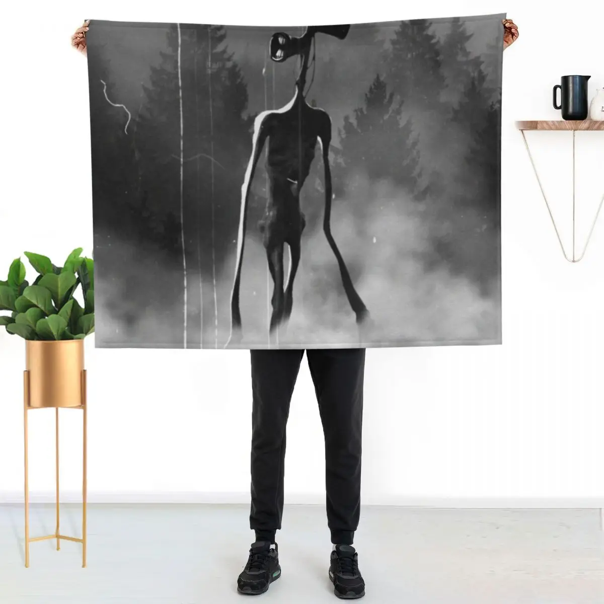 Siren head night forest backpack Throw Blanket Lightweight Cozy Blanket for Bed Sofa