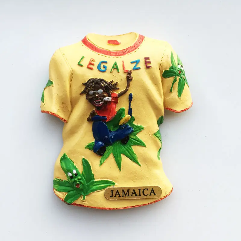 Jamaican hip-hop 3D T-shirt travel souvenirs painted decorative crafts magnet refrigerator sticker souvenir