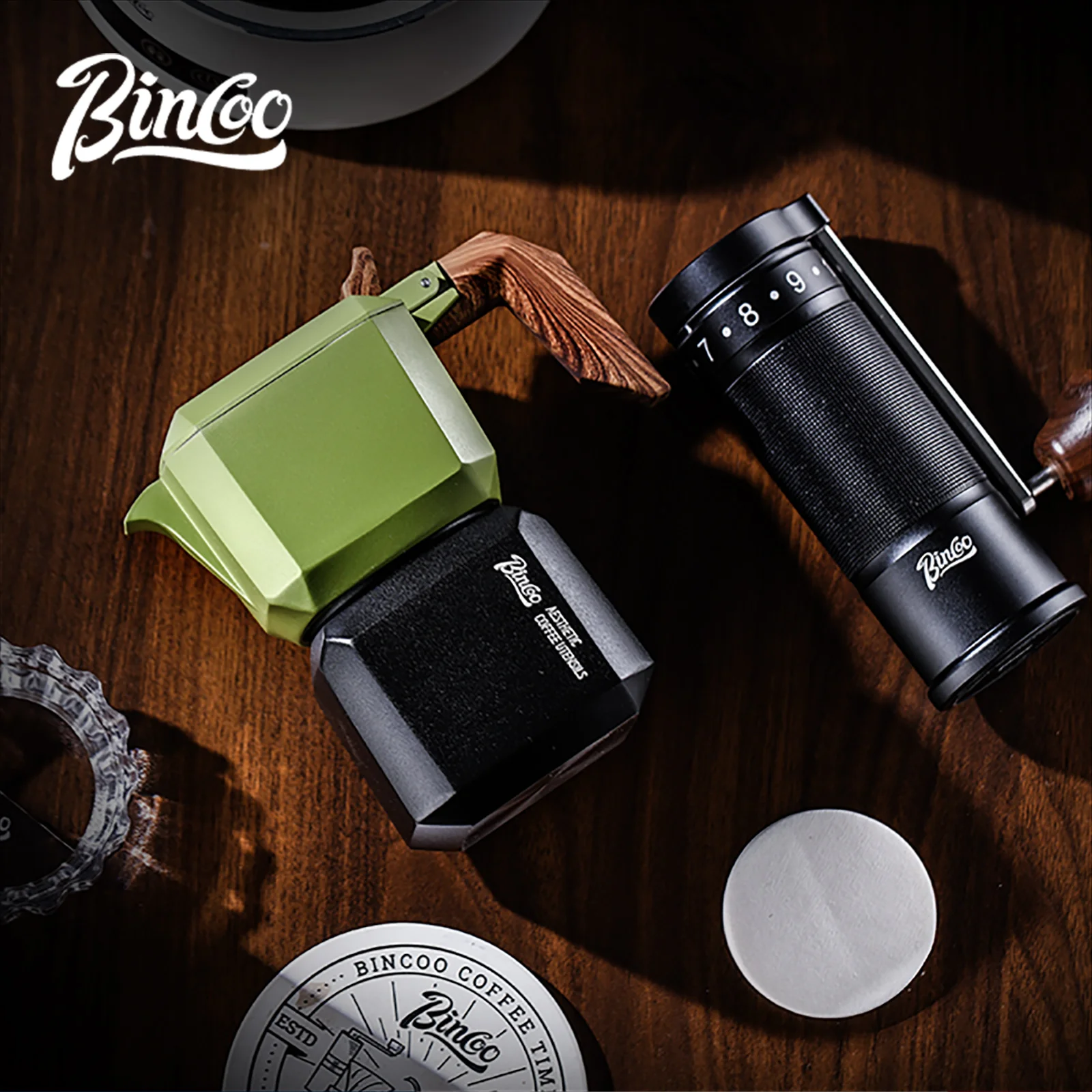 Bincoo Mini Cube Dual Valve Moka Pot Set, Square Espresso Maker, Portable Coffee Brewer for Home & Outdoor