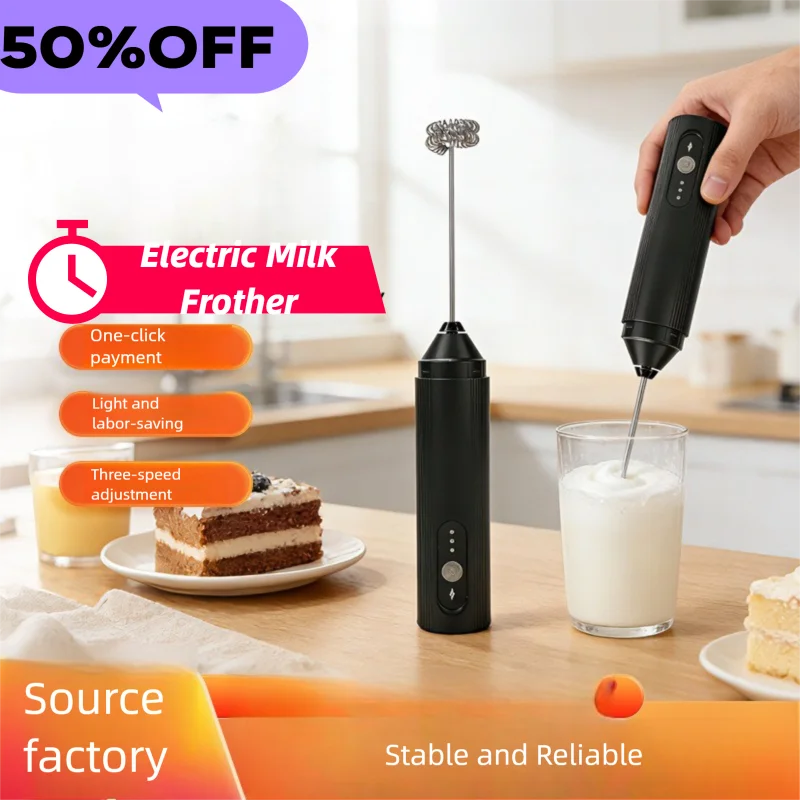 HOT Electric Milk Frother + Egg Beater Wireless Type-C Charging 3 Speeds Mini Handheld Foam Maker Coffee Whisk Cooking Tools