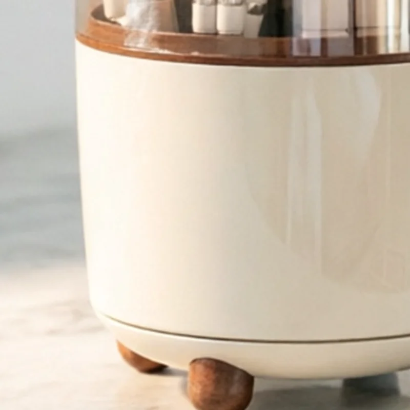 Makeup Brush Storage Box Large Capacity Lipstick And Brush Organizer 360 Degree Rotating Cosmetic Storage Container
