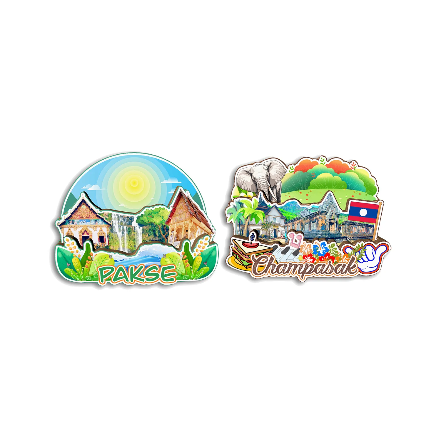Pakse Champasak Laos Fridge Magnet Travel Souvenir Gift Handmade Decorative Refrigerator Sticker Home