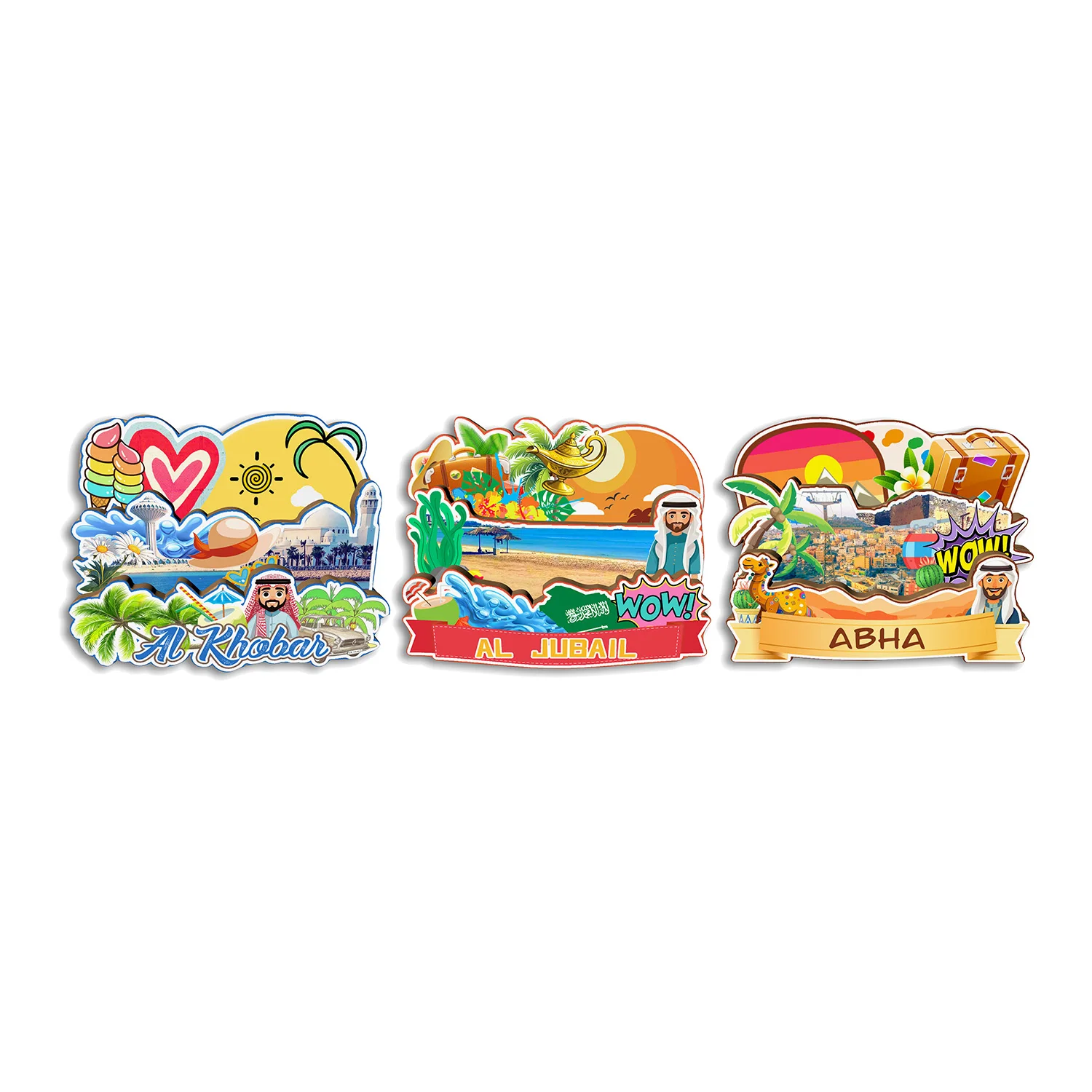 AI Khobar Al Jubail Abha Saudi Arabia Fridge Magnet Travel Souvenir Gift Handmade Decorative Refrigerator Sticker Home