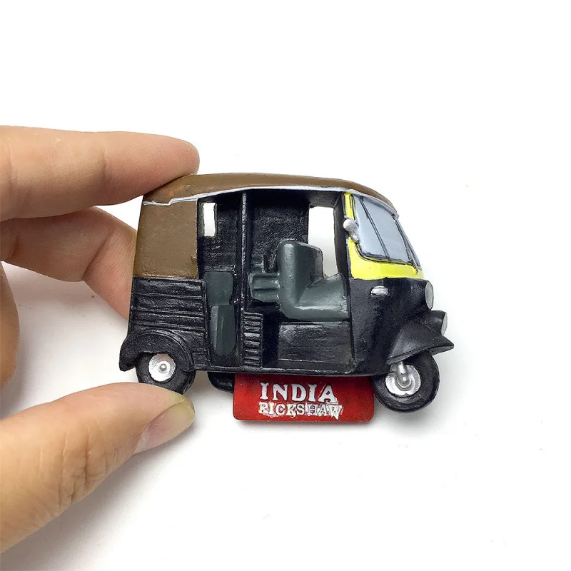 India Kolkata Hand-Pulled Rickshaw 3D Resin Fridge Magnet Travel Souvenir Home Decor Aimants Frigo