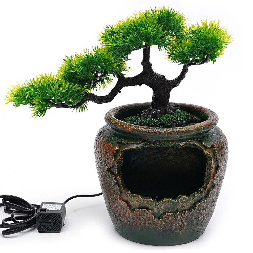 Indoor Tabletop Water Fountain with LED Lights Mini Desktop Waterfall for Home Office Spa Relaxation Zen Garden Decor Indoor
