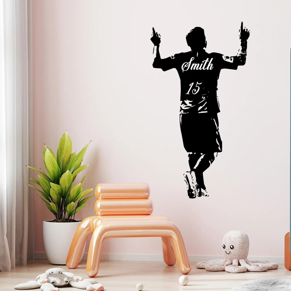 1 pc nice Football waterproof Personalized Soccer Player Name & Number wallSticker Wall Decal Football Sport Decor Home