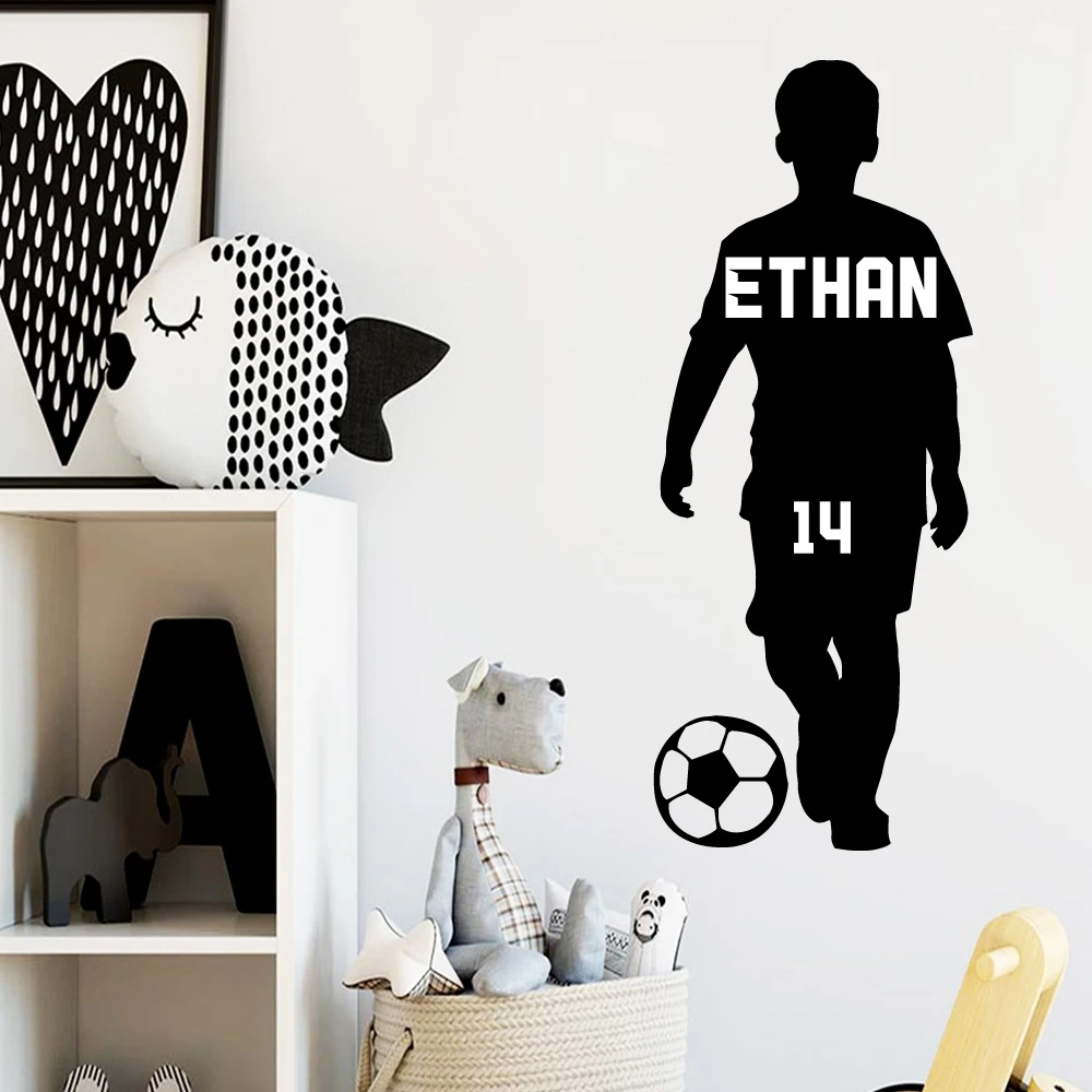 1 pc handsome soccer player Personalized TEXT Sticker Waterproof Vinyl Wallpaper Home Decor For Kids Rooms Decoration Decals
