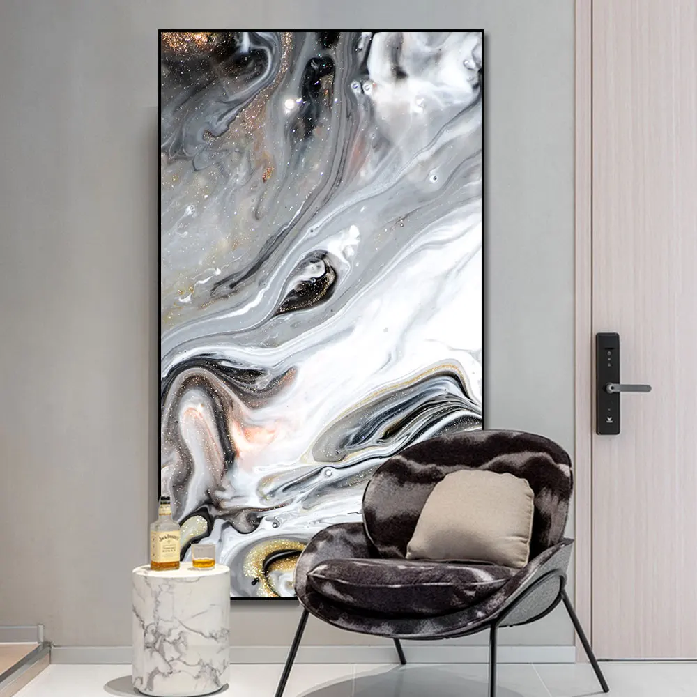 Modern Abstract Oil Painting Poster Canvas Print Big Size Black Wall Art Ink Painting Picture for Living Room Home Decoration
