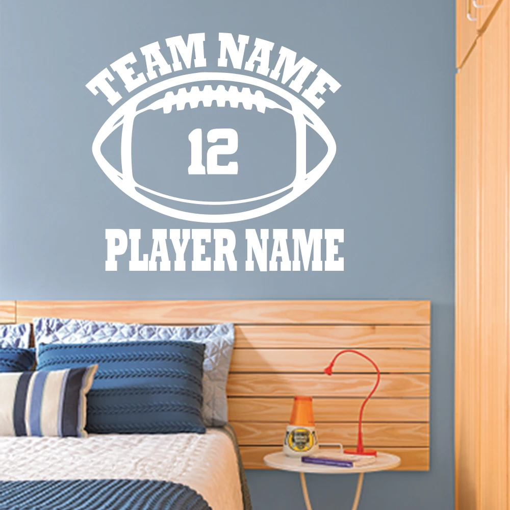 1 pc colored rugby elements customize name Sticker Waterproof Vinyl Wallpaper Home Decor For Kids Rooms Decoration