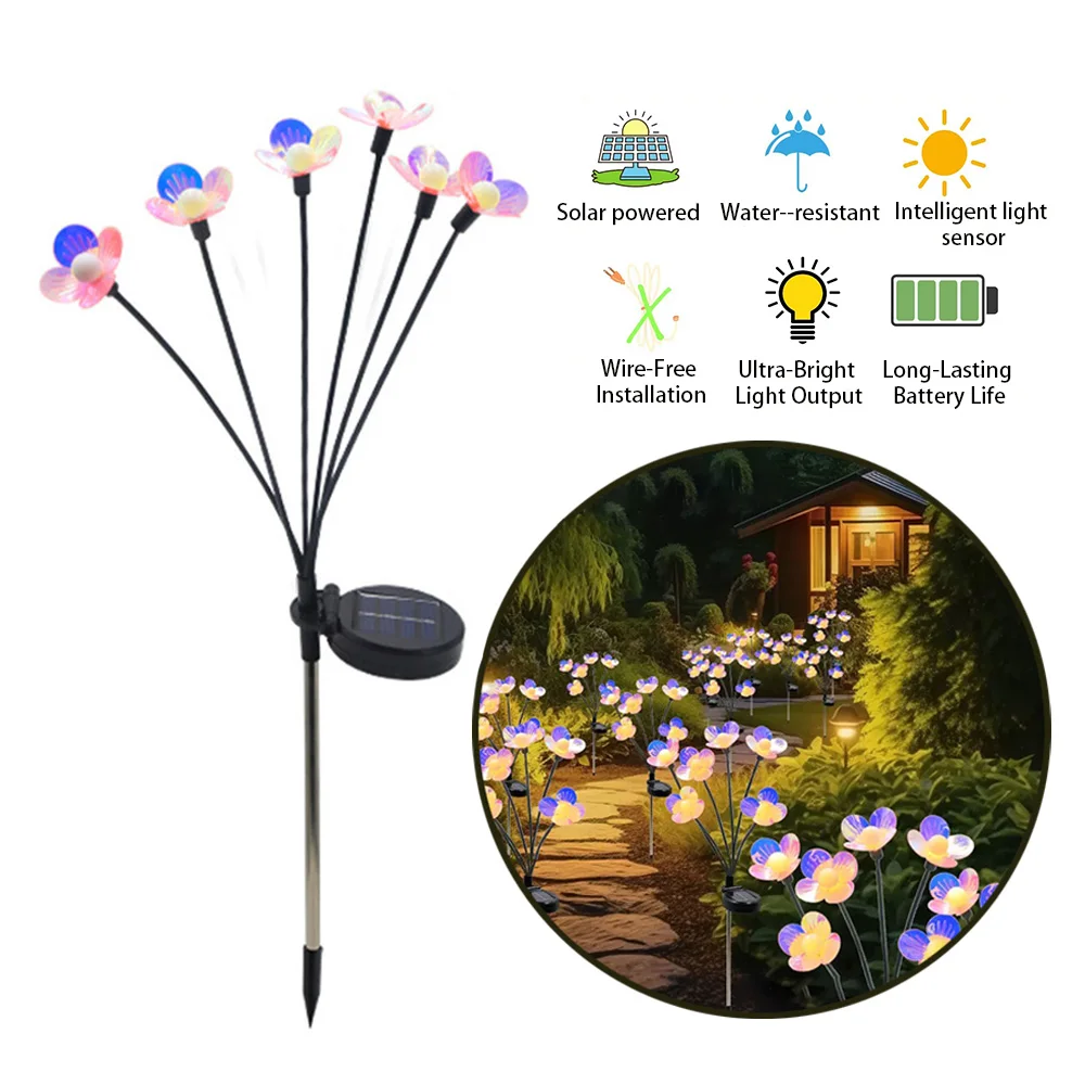 Solar Garden Flower Lights – Color Changing LED Petal Lamp – Outdoor Lawn Landscape Waterproof Light for Yard Decor