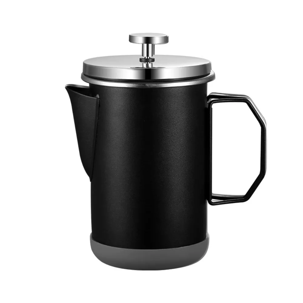 Stainless Steel French Press Coffee Maker 1L, Portable with Foldable Handle for Camping Travel, Home Office Use