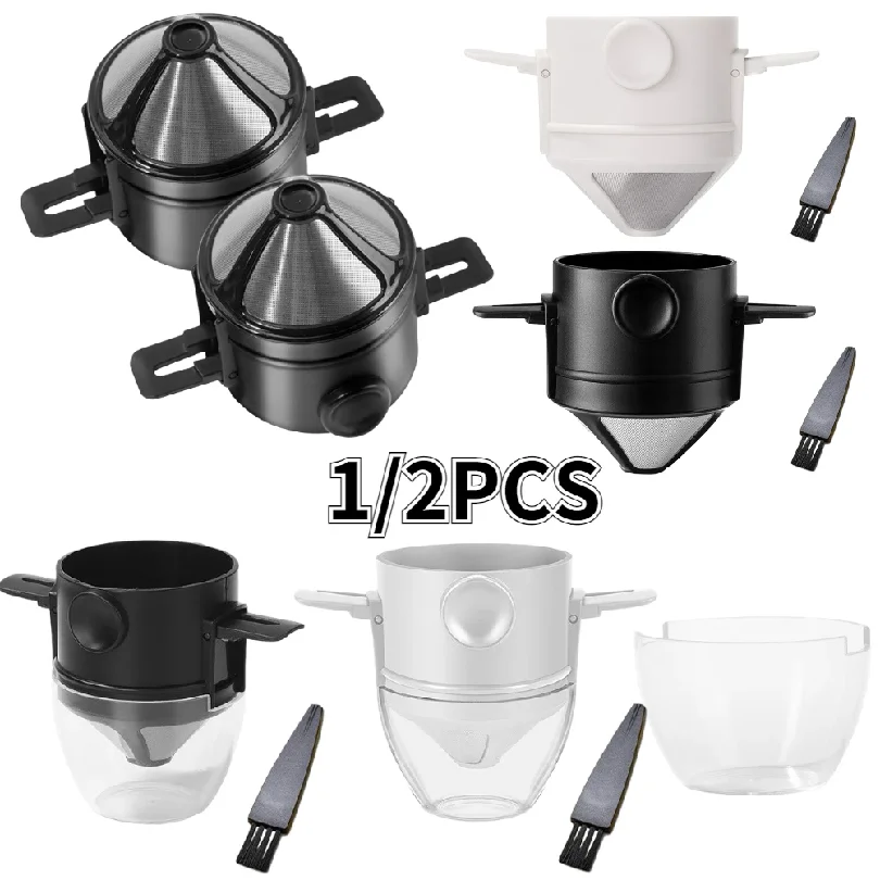 Foldable Portable Coffee Filter Coffee Maker Stainless Steel Drip Coffee Tea Holder Reusable Paperless Pour Over Coffee Dripper