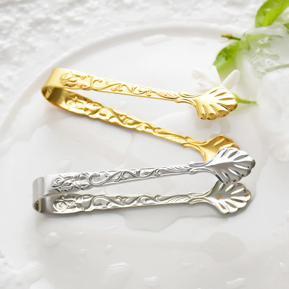 Mini Stainless Steel Dessert Tea Coffee Bread Cube Sugar Tongs Food Serving Clip Kitchen Accessories Ice Tongs