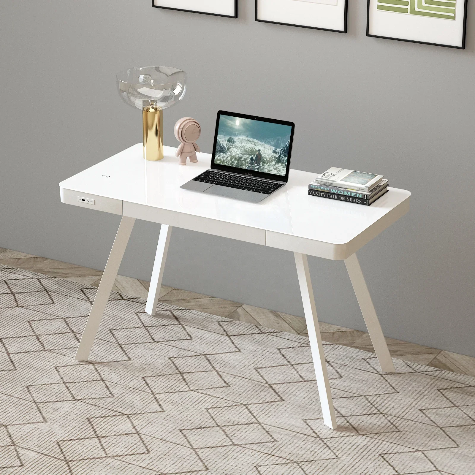 For Modern Furniture Smart Audio Office Desk Blue-Tooth Audio System Computer Desk Wireless Charging Table Speakers Table