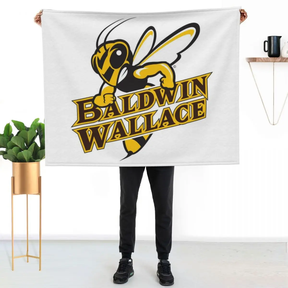 Baldwin Wallace Yellow Jackets logo Throw Blanket Soft Breathable Blanket for Night Sleeping
