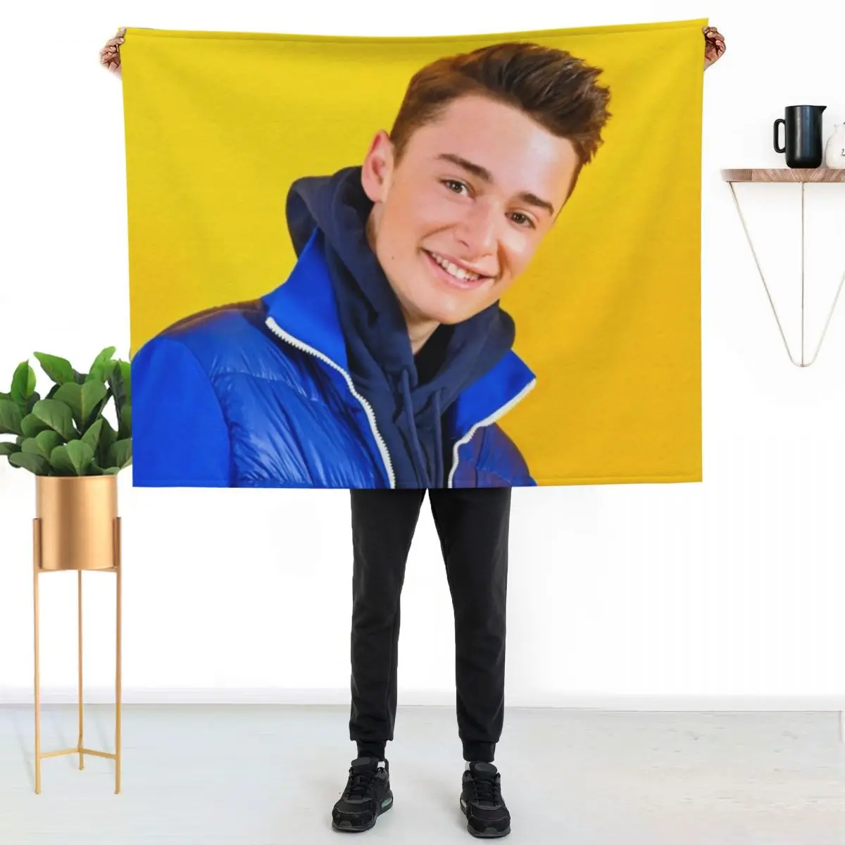 Noah Schnapp Blue Jacket Throw Blanket Lightweight Warm Blanket for Indoor Outdoor Use