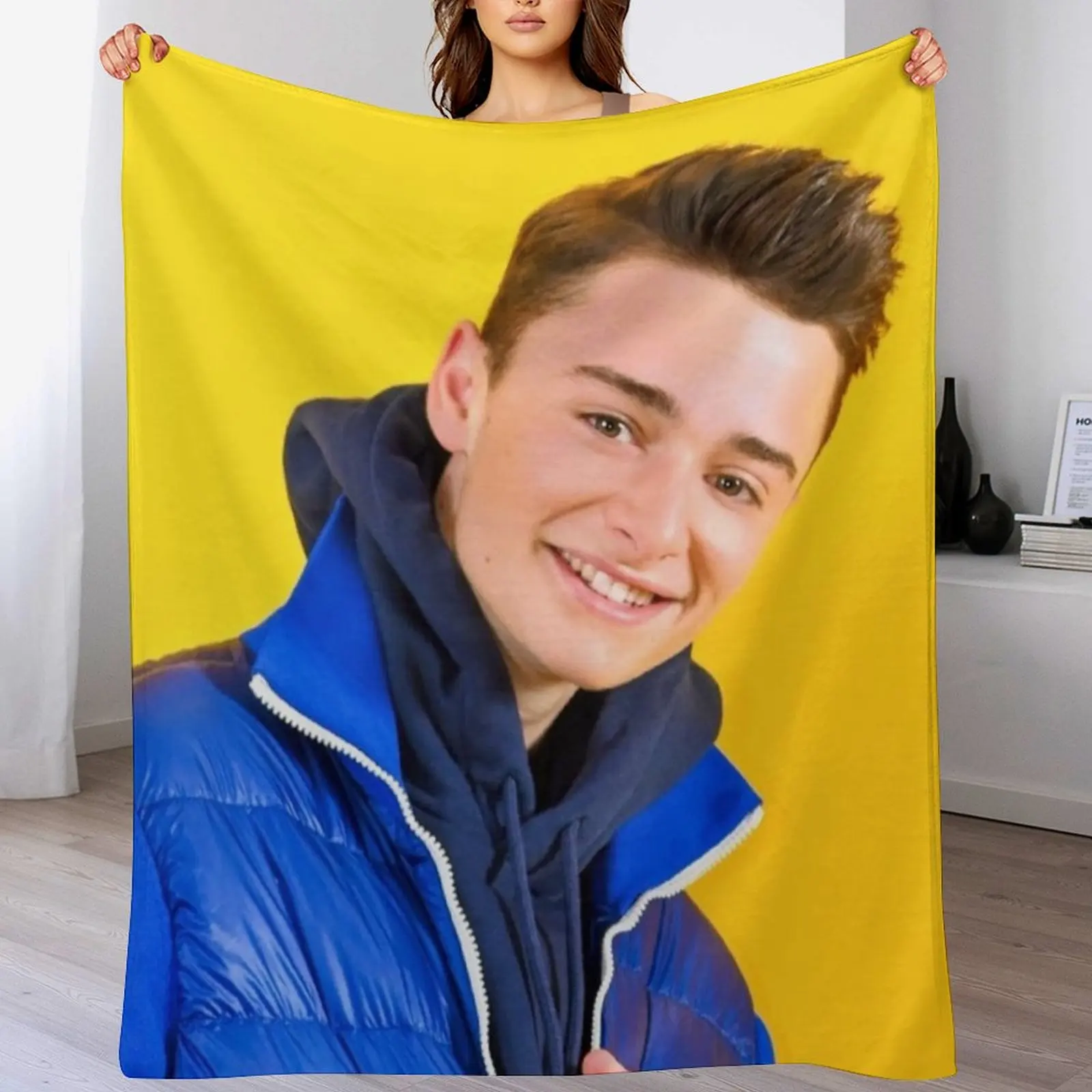 Noah Schnapp Blue Jacket Throw Blanket Fade Resistant Durable Throw Blanket