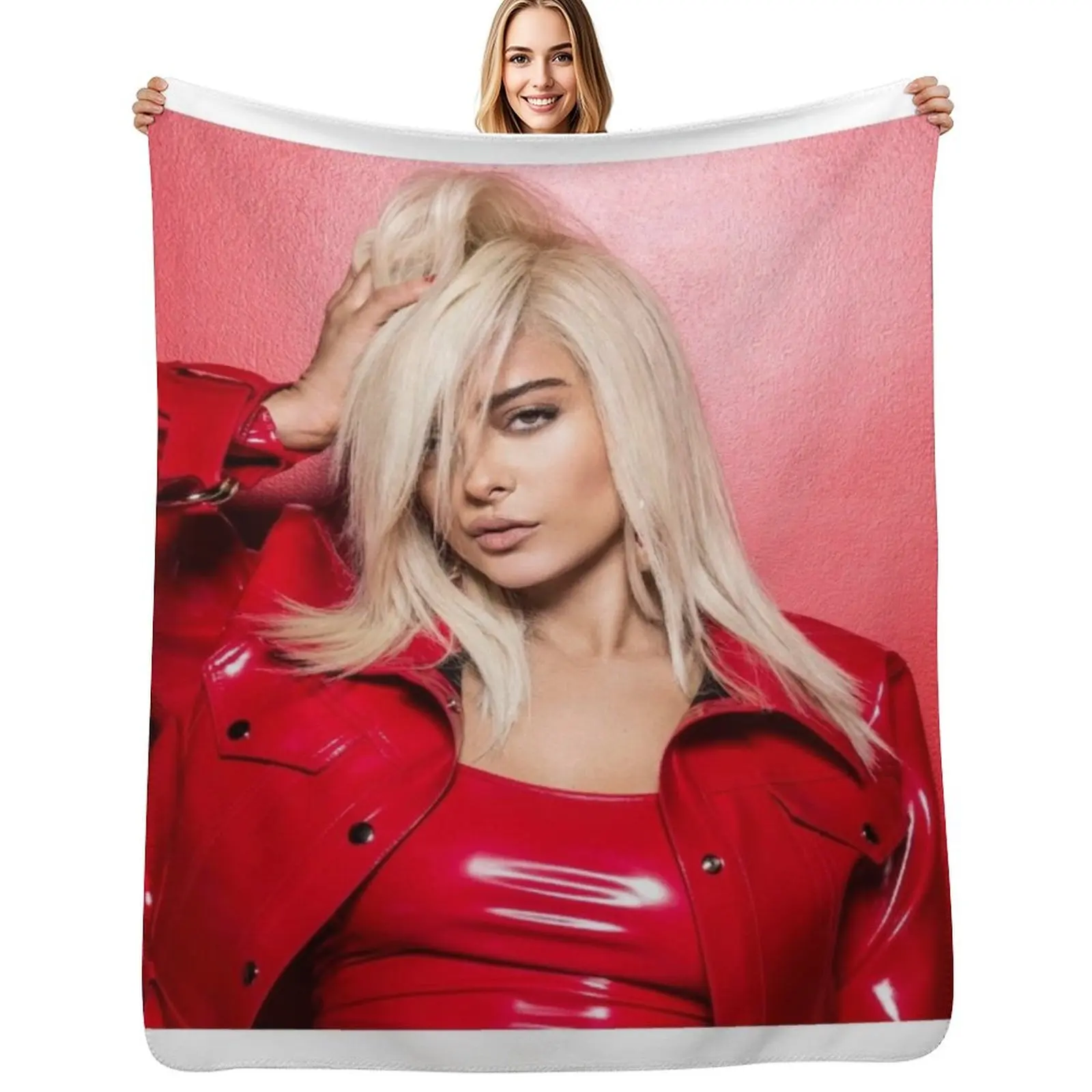 BEBE REXHA Red Leather Jacket Throw Blanket Soft Plush Blanket as Housewarming Gift